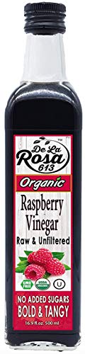 De La Rosa Organic Raspberry Vinegar, Raw & Unfiltered Pure Vinegar, Vegan, Gluten Free & Kosher, Great For Organic Salad Dressing And Marinades, Flavored Vinegar 16.9 Oz (Pack Of 1) #TOP17