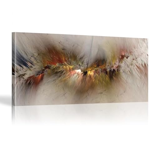 Peinture murale sur toile gris et jaune 90x180 cm KQZVCU