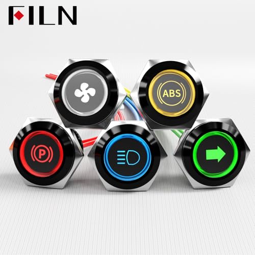 FILN 2Pcs 19mm 0.74" Red LED Symbols Indicator Light 5V 12V 24V IP67 by FILN - Used condition - Image 7