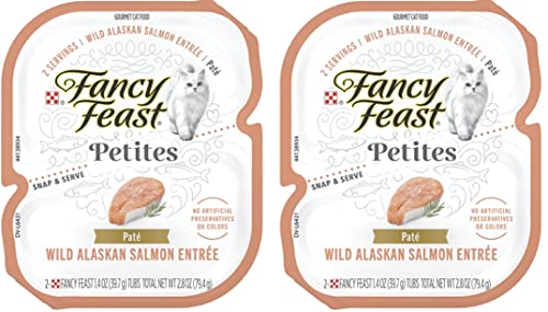 Fancy Feast Petites Wet Cat Food Variety Pack (24 Servings/12 Pack/6 Flavors) Salmon, Chicken, Whitefish, Tuna, Salmon, Grilled Chicken With Rice With Larasbundle Sticker #TOP5