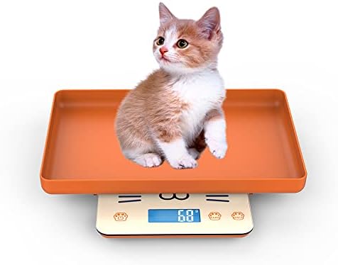 Multifunctional Newborn Pet Scale with a Tray to Weigh Cats and Puppy, 33lbs with Accuracy ±0.03oz, Suitable for Pets and Kitchen Use, Tray Size 11.5"x 9"in (Orange)