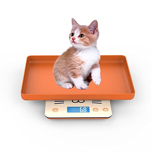 Multifunctional Newborn Pet Scale With A Tray To Weigh Cats And Puppy, 33Lbs With Accuracy ±0.03Oz, Suitable For Pets And Kitchen Use, Tray Size 11.5"X 9"In (Orange) #TOP8