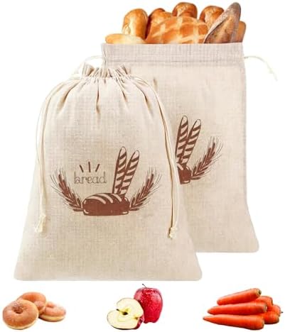 2 Brotbeutel Leinen 40x30cm - Frischhaltung Für Brot & Lebensmittel