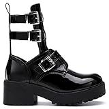 TINSTREE 70s Retro Platform Shoes for Women Mid Calf Buckle Boots 2023 Fashion Spring Summer Ankle B