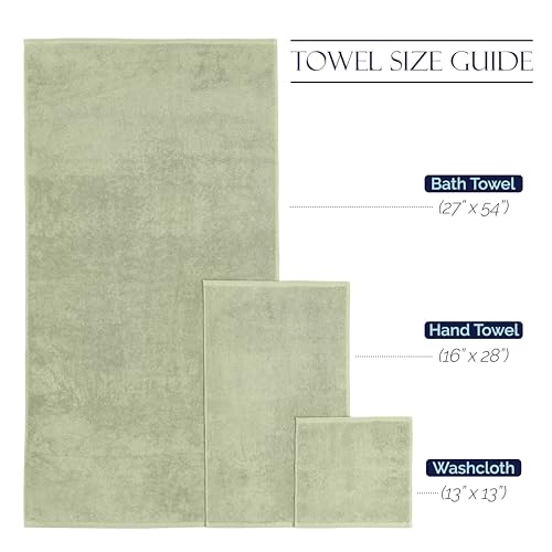Image of Elegant Comfort Premium Cotton 8-Piece Towel Set, Includes 4 Washcloths, 2 Hand Towels and 2 Bath Towels, 100% Turkish Cotton - Highly Absorbent and Super Soft Towels for Bathroom, Mint Green