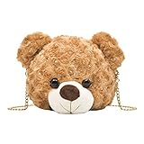 VALICLUD Shoulder Bag Cartoon Teddy Bear Coin Purse Plush Stuffed Animal Purse for Women Girls