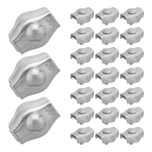TOVINANNA 24 Piezas Clip de Cable de Acero Inoxidable Abrazaderas Anticorrosivas para Cables de Acero para Talleres Garajes y Manualidades Pequeños