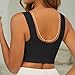 JOFOW Stripe Bra for Elderly Women Fashion Plus Size Front Closure Bras Wireless Full Coverage Bralette Black 52D