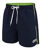 Mount Swiss Männer Badehose Dario mit seitlichen Taschen Gesäßtasche I Modische Herren Shorts Schwimmen Freizeit Wassersport I Badeshorts in der Farbe Dunkelblau, Größe 6XL