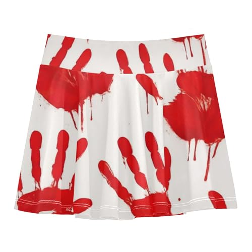 Tennis Skirts Toddler Red Bloody Handprints White Athletic Shorts Girls Skorts Kid Teen Butterfly Skirt 4t