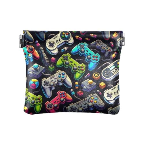 Various Gamepads Coin Purse Leather Pouch Change Purse, Squeeze Coin Pouch for Cards, Keys & Lipsticks, Unisex