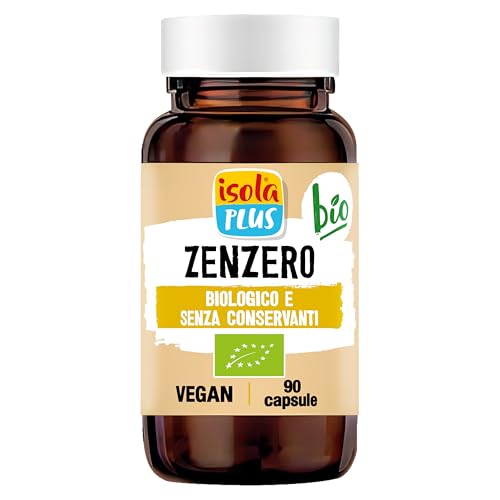 ISOLA PLUS Zenzero, Integratore Alimentare Biologico, 90 Capsule da 500mg, Senza Conservanti, Vegano e Bio