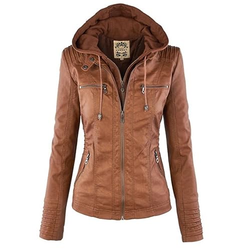 Manteau de base en cuir PU femme Dninmim contre le vent d'automne