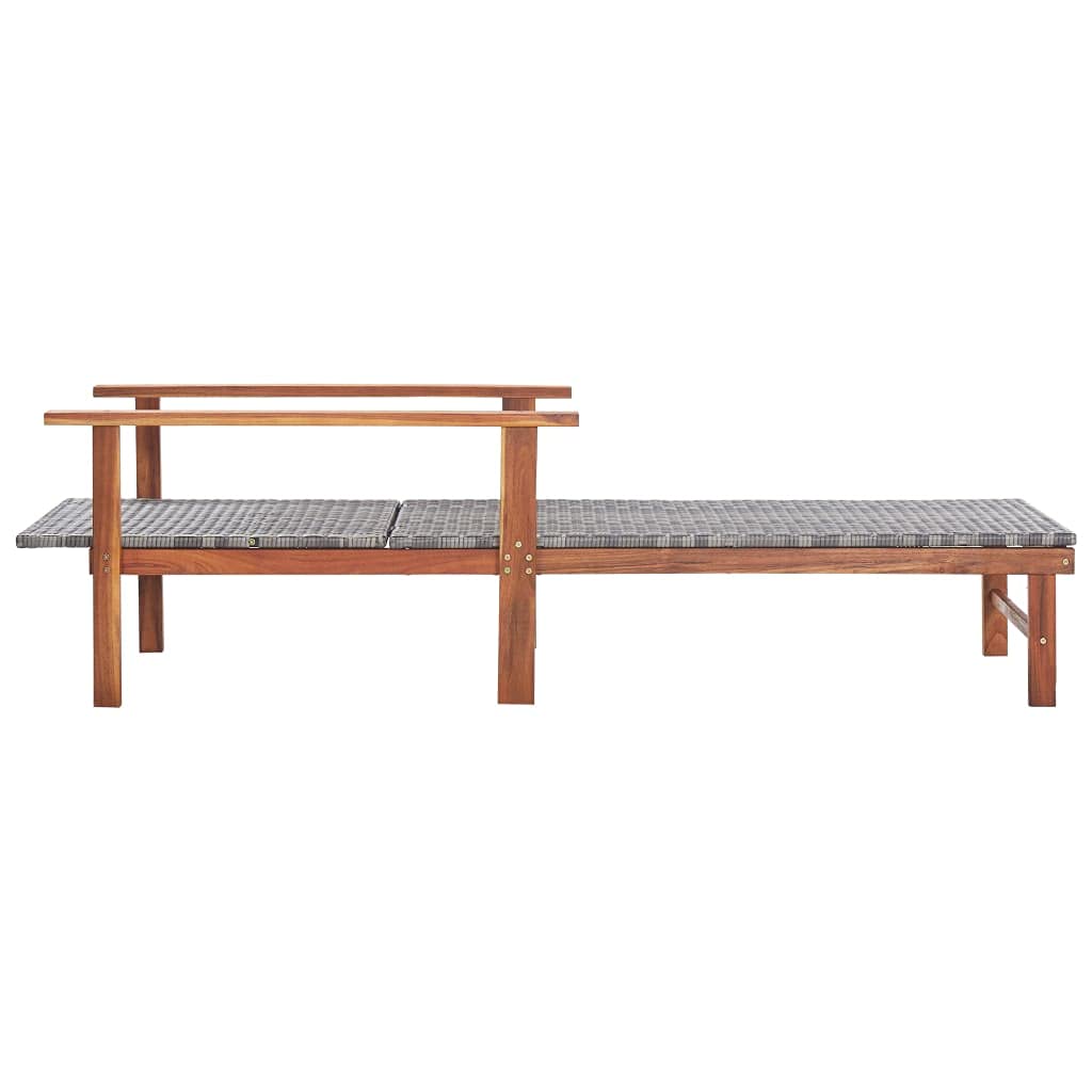 vidaXL Lettino Prendisole Polyrattan e Legno Massello di Acacia Grigio