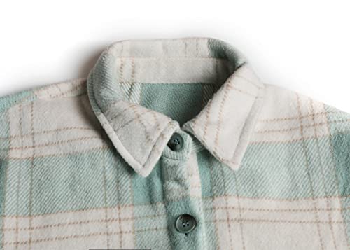 Utcoco Women's Flannel Button Down Fleece Jacket Fall Fuzzy Plaid Blouse Jacket Winter Lightweight Coats (Medium, Green) #TOP4