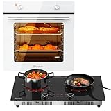Disaenvir Einbaubackofen 60 cm & Kochfeld 2 Platten mit Stecker