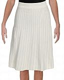 Calvin Klein Womens Gold Stripe A-line Skirt, White, Medium