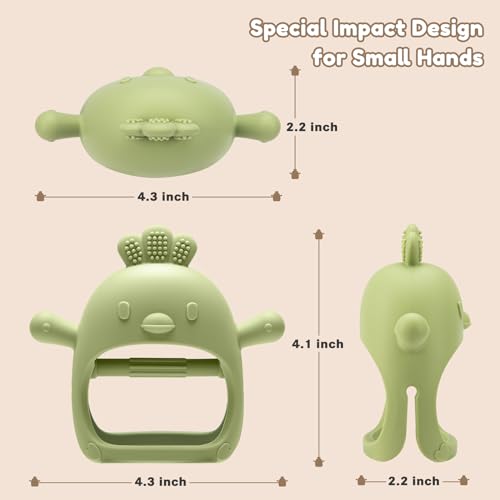 Image of 2 Pack Baby Teething Toys for 0-6 6-12 Months, Never Drop Infant Teether Teething Mitten Toys for 0 3 6 9 12 Months, Newborn Soothing Teething Toy Gifts for 1 One Year Old Baby Boys Girls