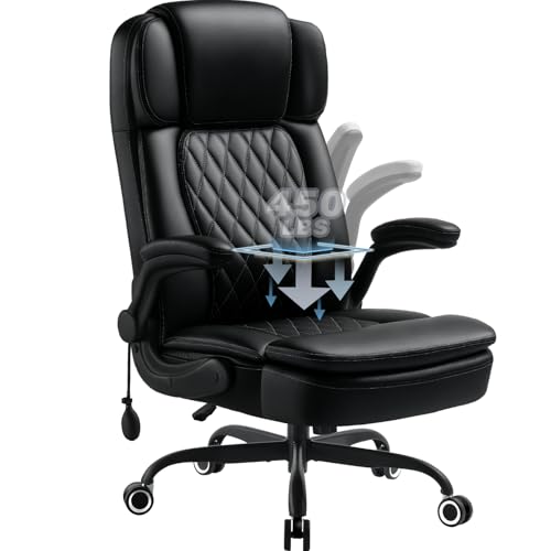 450LBS Big & Tall Office Chair with Flip Arms & Swivel