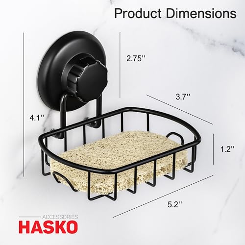 image for HASKO accessories Suction Soap Dish with Hooks - Super Powerful Vacuum