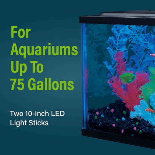 Image of GloFish 10-Inch LED Light Sticks for Fish Aquariums Up to 75 Gallons, 2 Count, with White, Blue and Magenta LED Lights, 75 Gallon (Pack of 12)