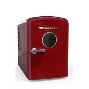 Frigidaire EFMIS181REDCROC 9 can/6l mini personal fridge cooler Crocodile finish door-W: 7.08″ x L: 11.81″ X H: 10.04 (Red), 9 cans