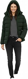 جاكيت منتفخ للنساء، اخضر، معطف شتوي بغطاء للرأس، تصميم مبطن
