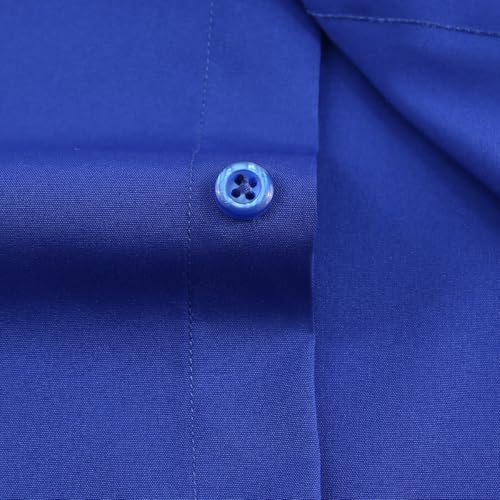 Lumilk Men Short Sleeve Dress Shirt Stretch Solid Casual Button Down Shirts with Pocket Regular Fit Royal Blue XL by Lumilk - Used condition - Image 2