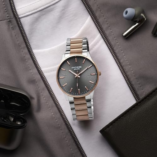 Image of Sonata Poze 8 Quartz Analog with Grey Dial IP Rose Gold Stainless Steel Strap Watch for Men - SP70053KM02W