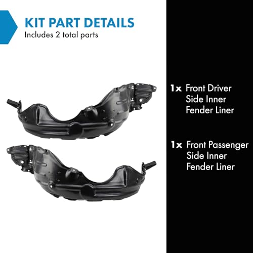 Image of TRQ Front Driver and Passenger Side Inner Fender Liner Set Compatible with 2007-2012 Toyota Yaris
