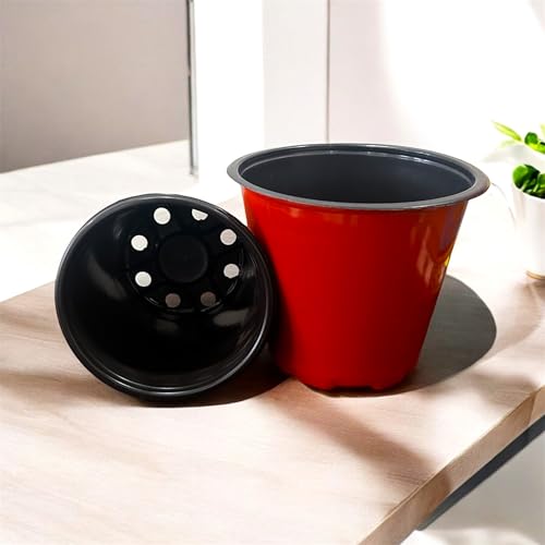 Image of Thermoformed Plastic Flower Pots, Durable, Flexible, Unbreakable, Multiple Drainage Holes, Best for Indoor Plants, Terrace Garden, Nursery (Pack of 30, 6 Inch)
