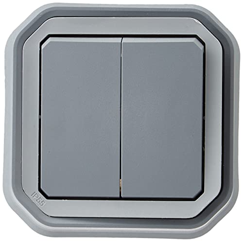 Legrand - Control para función de doble interruptor o de ida y vuelta 10A o empuje 10A impermeable Plexo completo para montaje empotrado gris