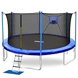 ORCC Trampoline Weight Capacity 450LBS, 15 14 12 10FT Kids Basketball Trampoline with Safety...