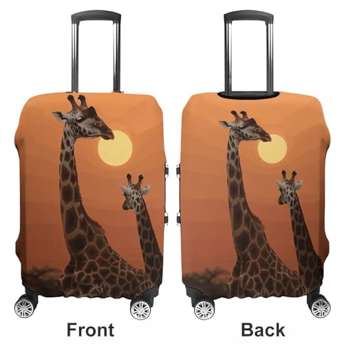 Giraffe at Sunset Printed Luggage Cover Protector, Fits 18-32 Inch Luggage3