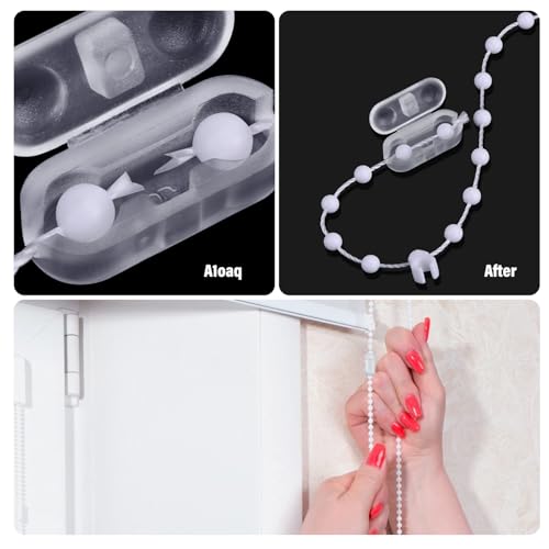 BBTO 30 Pack Chain Connectors, 4.5mm Ball Cord Chain Clips, Plastic Roller Shade Beaded Connector for Vertical Roman Roller Blind Window Replacement/Repair(Transparent)