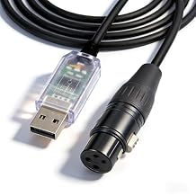 USB to DMX Cable RS485 Adapter Converter 3PIN XLR Female DMX512 Interface Freestyler Software PC Control Dimmer Cable with FT232RL Chip Support Win10 Mac OS 6FT/1.8M
