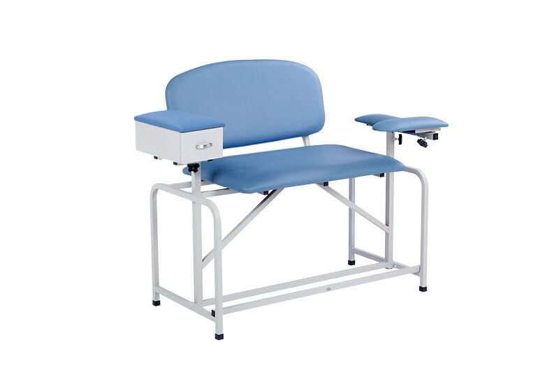 VivaComfort Blue Bariatric Extra-Tall Blood Drawing Chair, Phlebotomy Bariatric Chair with Arms