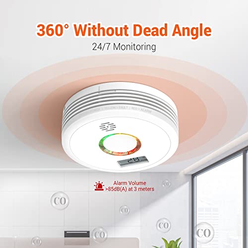 Jemay Carbon Monoxide Detector,10-Year Life Co Carbon Monoxide Detectors Battery Operated, Carbon Monoxide Alarm With Lcd Digital Display And 3 Led Lights,Co Alarm For Bedroom And Car,2 Packs #TOP2