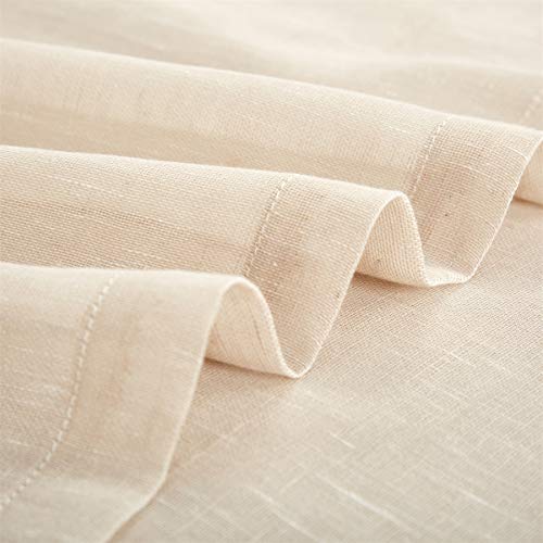 Dreaming Casa Beige Linen Sheer Curtains For Bedroom Solid Semi Sheer Grommet For Living Room 2 Panels 84 Inches Long, 52" W X 84" L #TOP3