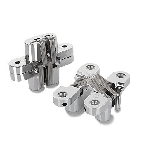 4 Pack Hidden Hinge Invisible Hinge For Cabinet Door, Zinc Alloy Hidden Door Hinge 180 Degree Swing Hinges For Wooden Box Front Door, 0.61'' Leaf Width, 2-3/8" Leaf Height #TOP4