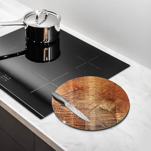 Planche à découper induction Wallfluent 30cm avec décor pot d'arbre à bois rustique - 3