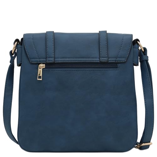 ALYSSA Double Compartment Large Flapover Crossbody Bag (Navy Blue) - Thumbnail 4