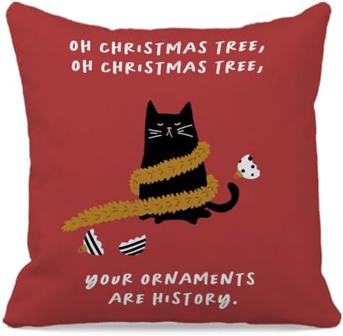 Funny Cat Christmas Pillow Covers, 18x18, Christmas Cat Decor, Perfect for Home, Bedroom, Living Room, Gift image 4