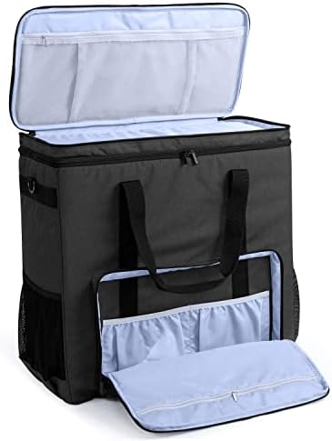 CURMIO Double-Layer Carrying Case for Computer Tower, Desktop Computer Travel Storage Tote Bag for PC Chassis, Keyboard, Cable and Mouse, Headphone, Bag Only, Black