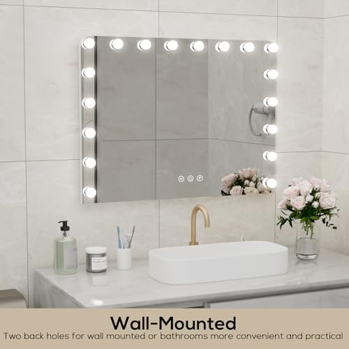 Miniatura 7 de Vowner Hollywood Espejo Maquillaje Con Luz, 18 Led Regulable, Espejo De Tocador Con 3 Colores De Luz, Control Táctil, Espejo De Vanidad, Puerto Usb Y 10 Lupa, Para Dormitorio