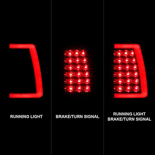 Amerilite For 2003-2006 Chevy Silverado 1500 2500 3500 Clear Black C-Type Led Tube Replacment Tail Lights Brake Lamp Set - Passenger And Driver Side #TOP7