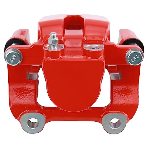 Image of TRQ Rear Brake Caliper w /Bracket Performance Red Drivers Side | For 2005-2016 Chrysler 300 2009-2016 Dodge Challenger 2007-2016 Charger 2005-2008 Magnum