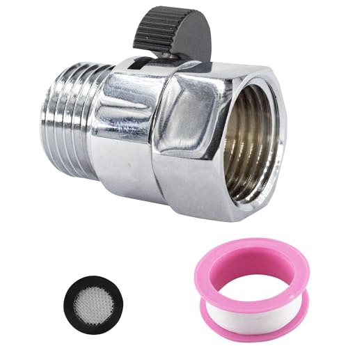 AUXBC Water Flow Control Valve, G1/2 Inch Brass Shower Shut-off Valve, Easy Water Flow Control Valve, Water Pressure Regulator for Handheld Shower, Brushed Nickel