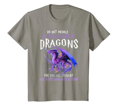 Do Not Meddle in The Affairs of Dragons for You are Crunchy T-Shirt, Youth, Slate Grey, Medium