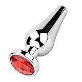 Roluck Analplug mit Stoss Metall Analplug Juwel Konischer Buttplug Analdilatator Roluck (Rot, M)